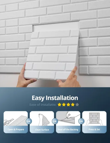 Vista 8 de Paneles Acústicos Engrosados, Paquete de 10 Azulejos Autoadhesivos Absorbentes de Sonido para Paredes y Techos, Paneles de Pared de Ladrillo Francés