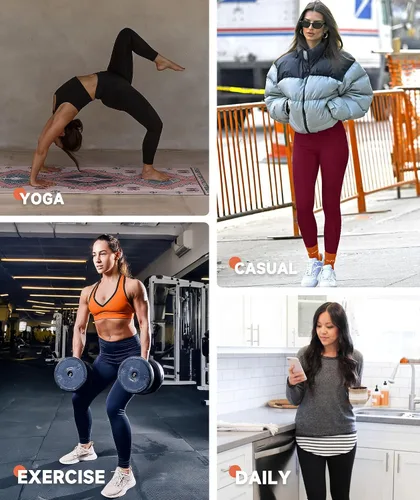 Vista 5 de GAYHAY Paquete de 3 leggings con bolsillos para mujer, cintura alta, control de abdomen, pantalones de yoga negros para entrenamiento, gimnasio
