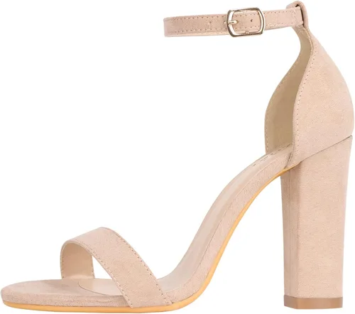 Vista 2 de ZriEy - Sandalias de tacón para mujer con tiras gruesas, tacones altos, correa de tobillo, punta abierta, para fiesta, boda, zapatos a la moda