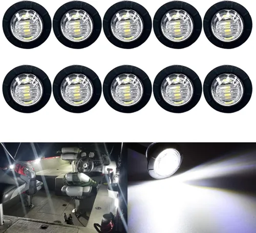 Vista 10 de Luces LED para barco marino impermeables (5 rojas + 5 verdes), luces de cortesía submarinas y de cubierta, 12V para yate, barco, pesca, pontón