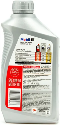Vista 2 de Mobil 1 Supersyn aceite de motor totalmente sintético, 15W-50, cuarto de galón (201)