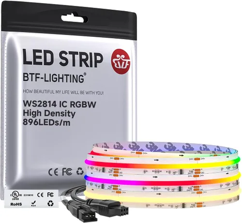 Vista 19 de BTF-LIGHTING Tira LED FCOB COB WS2814 IC RGBW 6000K Flexible de Alta Densidad con Efecto de Persecución de Color Uniforme 3m DC24V 896LED/m 16IC/m