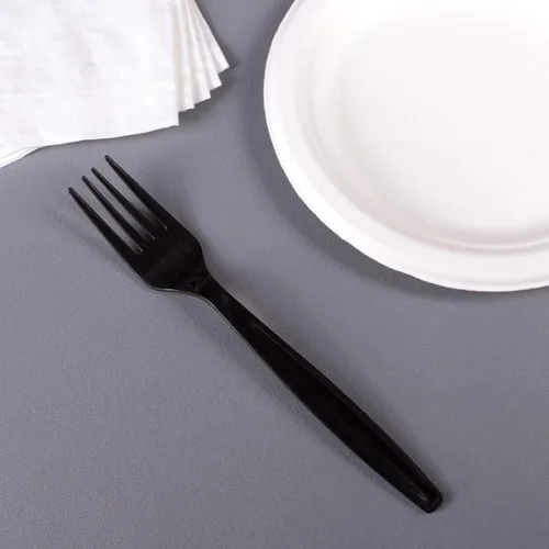 Vista 5 de Karat U2030 7" Tenedor desechable extra pesado - Negro (caja de 1000)