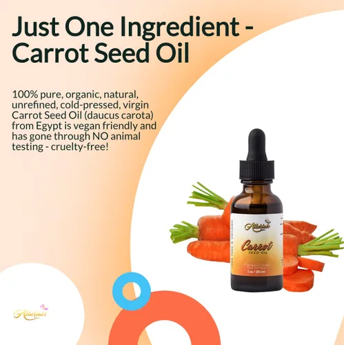 Vista 4 de Allurials Aceite de semilla de zanahoria – 100% puro y orgánico, sin refinar, prensado en frío, todo natural, aceite de zanahoria – Daucus Carota