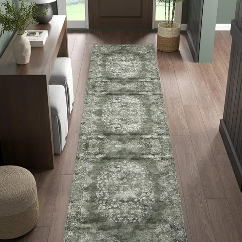 Vista 204 de jinchan Fiora - Alfombra lavable de área pequeña, alfombra de entrada floral de medio círculo de 2 x 3, tapete de media luna de pelo bajo, suave