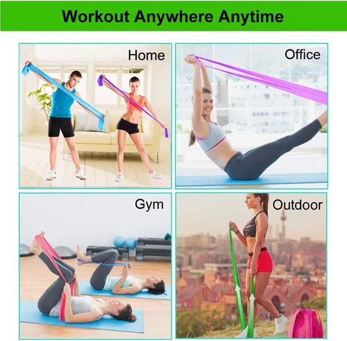Vista 7 de Bandas de resistencia, bandas elásticas de ejercicio para entrenamiento en casa, terapia física, recuperación, yoga, pilates, entrenamiento