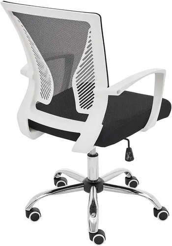 Vista 5 de Modern Home Zuna Silla de oficina con respaldo medio, respaldo ergonómico de malla con respaldo de malla (color blanco/negro)