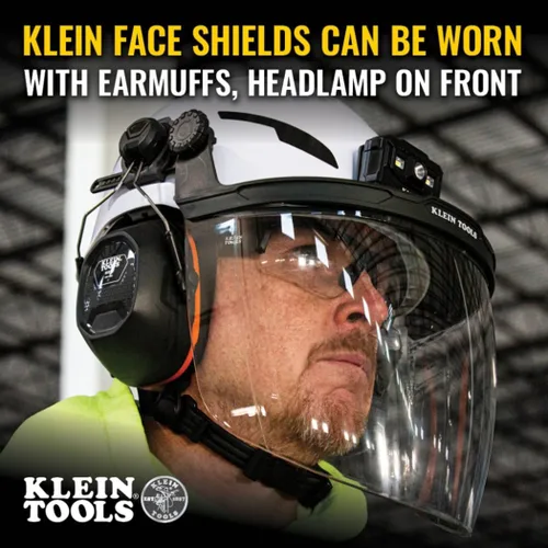 Vista 5 de Klein Tools Face Shield for Safety Helmet and Cap-Style Hard Hats, Impact Rated, Anti-Fog, Low-Profile Design for Grinding