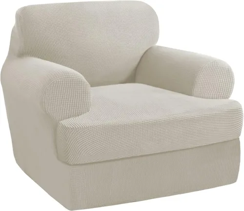 Vista 60 de PrinceDeco Fundas elásticas para sillón de 2 piezas, fundas de sofá para sillas con cojines en forma de T, fundas suaves para muebles con 1 funda