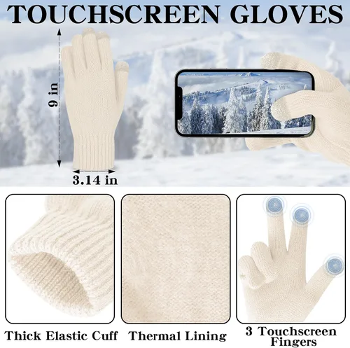Vista 5 de Conjunto de guantes para pantalla táctil y gorro para exteriores