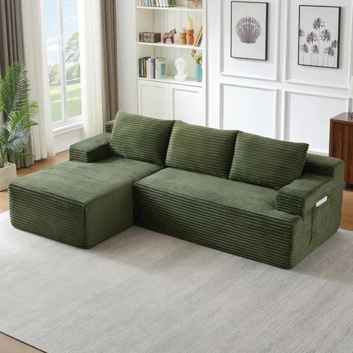 Vista 20 de Cloud Sofá modular moderno de 108 pulgadas con asiento profundo, sofás de pana sin hueso con diván en forma de L para sala de estar, no requiere