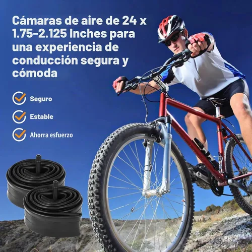 Vista 2 de 6 piezas de tubo interior de bicicleta de 20/24/26x1.75/1.95/2.0/2.1/2.125" con 2 palancas de neumáticos y 2 correas de protección con válvula