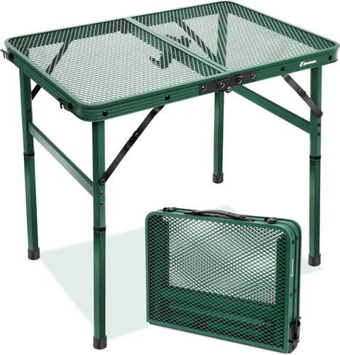 Vista 12 de 3 Ft Folding Camping Table, Adjustable Height 16.5-26 in, Metal Grill Table Negro