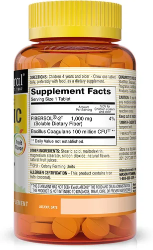 Vista 2 de MASON NATURAL Healthy Kids Probiótico con fibra - Función digestiva saludable, salud intestinal mejorada, 60 masticables