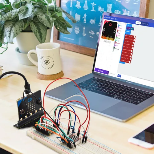 Vista 3 de KEYESTUDIO Super Starter Kit para Microbit V2 V1.5 STEM Learning Sin Micro:bit Board, 40 lecciones Tutorial, con T-Breakout Board, Breadboard