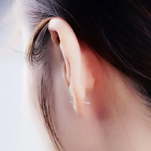 Vista 3 de 10 pares de aretes de plata de ley de 0.43 pulgadas de largo, aretes de aguja de plata para mujer, mini protector de oídos, antialérgicos, básicos