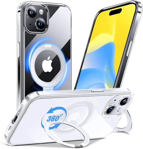 Vista 26 de Anqrp Funda transparente con función atril magnética con junta tórica para iPhone 12/12 Pro, compatible con Mag-Safe, de grado militar, reforzada
