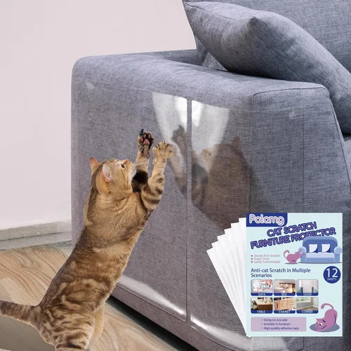Vista 10 de Protector de muebles antiarañazos para gatos, paquete de 6 unidades, cinta adhesiva de una sola cara, resistente, sin residuos para sofá, puertas