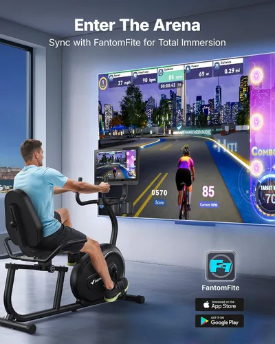 Vista 7 de MERACH Bicicleta Reclinable Estática para el Hogar con Bluetooth Inteligente y Aplicación Exclusiva para Bicicletas de Ejercicio, LCD, Manillar