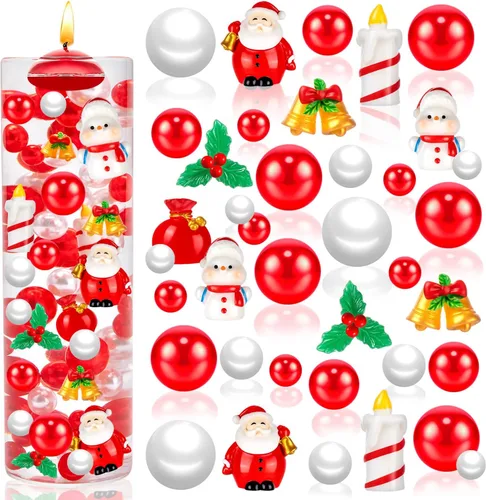 Vista 13 de 100 piezas de relleno de jarrón de Navidad, rellenos de jarrón flotante de nieve azul y blanca para centros de mesa y decoración 100 azul y blanco