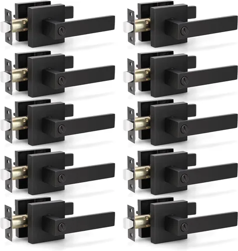 Vista 16 de KNOBWELL - Paquete de 1 manija para puerta delantera con llave y cerradura, manijas de palanca negras para puerta exterior, juego de cerradura