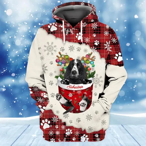 Vista 2 de Sudadera con capucha 3D personalizada para perro, diseño de perro con nombre personalizado, sudadera con capucha de perro de amor, camisa de perro