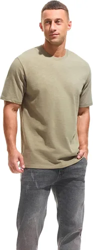Vista 5 de KLIEGOU - Camiseta de cuello redondo para hombre, 100 % algodón, ajuste holgado, gruesa, de peso pesado