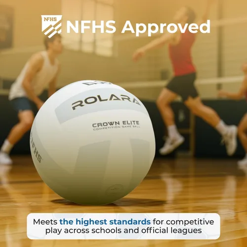 Vista 2 de Crown Elite - Pelota de voleibol – Cuero compuesto de microfibra importado de tamaño oficial aprobado por la NFHS con vejiga de butilo para una