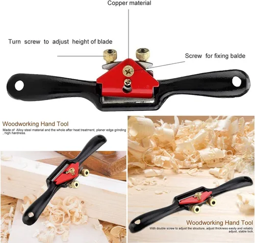 Vista 4 de Afeitado de radios ajustable con base plana, hoja de metal herramienta de mano de trabajo de madera agradable para manualidades de madera, madera