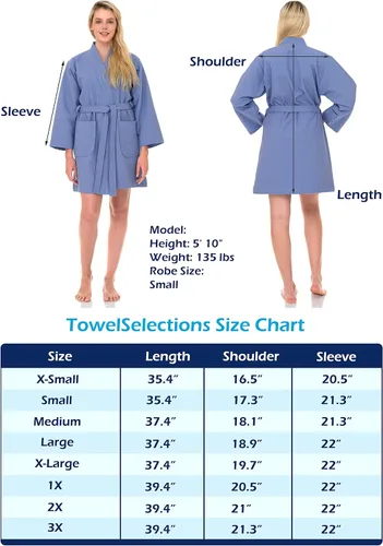 Vista 6 de TowelSelections Bata de spa corta para mujer, kimono de tejido gofre XS-3X