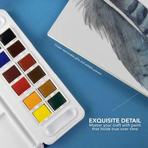 Vista 4 de Daler Rowney Aquafine - Juego de viaje de acuarela de 12 piezas, juego de pintura de acuarela para papel de acuarela y más, juego de acuarela