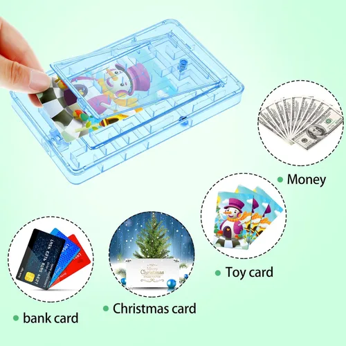 Vista 4 de Caja de regalo de rompecabezas de laberinto de 2 piezas, soporte de tarjetas de plástico, juego de máquina de pinball intelectual, divertido y verde