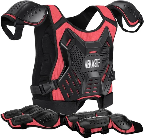 Vista 10 de Protector de Pecho para Bicicleta de Tierra para Niños - Chaleco de Armadura de Motocicleta Motocross con Rodilleras y Coderas - Traje de Protección
