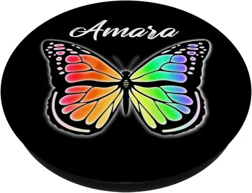 Vista 2 de Amara Gift Butterfly Rainbow Acuarela Nombre Amara PopSockets PopGrip: Agarre intercambiable para teléfonos y tabletas