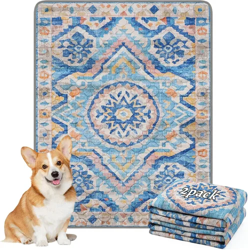 Vista 9 de NOYAL Almohadillas bohemias lavables para orina de perro, superabsorbentes, reutilizables, con estampados elegantes, 100% impermeables, a prueba