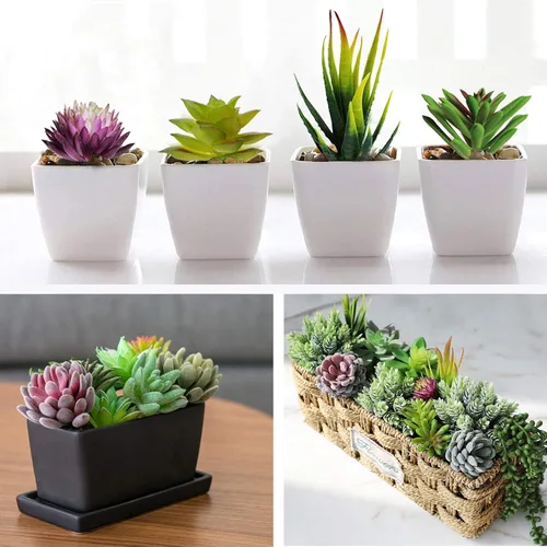 Vista 3 de Anoak Plantas suculentas artificiales, juego de 16 piezas de suculentas falsas sin maceta, decoración floral de alta calidad para decoración floral