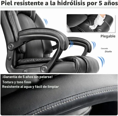 Vista 4 de OUTFINE Silla de Oficina Silla de Oficina Ejecutiva Silla de Escritorio Silla de Computadora con Cojín de Resorte de Cuero Resistente a