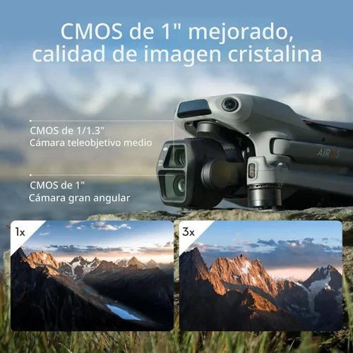 Vista 2 de DJI Air 3S Combo Fly More (control remoto RC 2 con pantalla), dron con cámara CMOS de 1" de gran angular y teleobjetivo medio para adultos