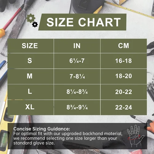 Vista 8 de HANDLANDY Guantes tácticos de impacto sin dedos para hombre, guantes de trabajo con agarre acolchado de medio dedo, guantes de conductor de Verde