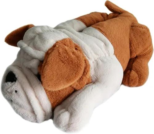 Vista 3 de Pantuflas peludas de invierno para perros adultos mujeres hombres y niños Bulldogs Marrón