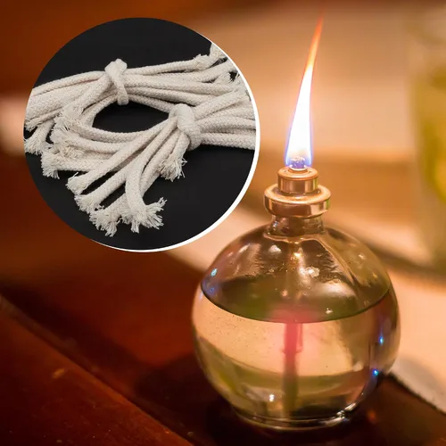 Vista 7 de SWATOM Mechas de lámpara de aceite de algodón redondas de 1/4" 20 piezas para antorchas Tiki, quemador de vela de alcohol, lámpara de queroseno