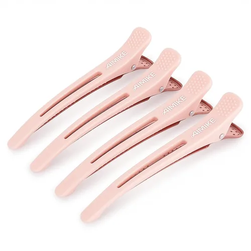 Vista 12 de AIMIKE Pinzas para peinar con pico de pato de silicón sin arrugas para sección, corte y uso en salón Clips de pico de pato con bandas de silicona