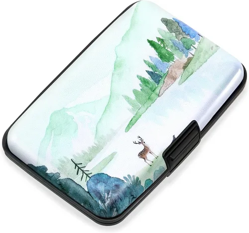Vista 37 de Mayski Soporte para tarjetas de crédito, bloqueo RFID, funda rígida de aleación de aluminio, pequeña cartera de metal para mujeres y hombres