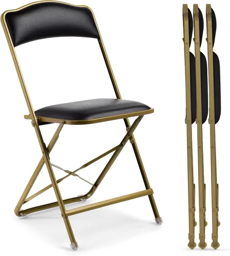 Vista 12 de Paquete de 4 sillas plegables de alta calidad, asiento estrecho de 15 pulgadas, asiento y respaldo acolchado, se pliega ultra delgado (~1 pulgada)