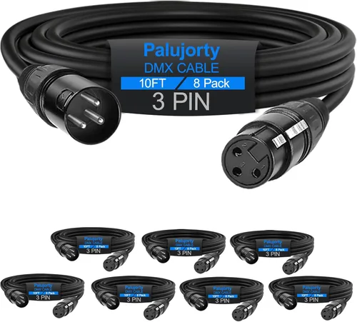 Vista 13 de Paquete de 10 cables DMX de 3 pines de 3.2 pies para luz de escenario y controlador