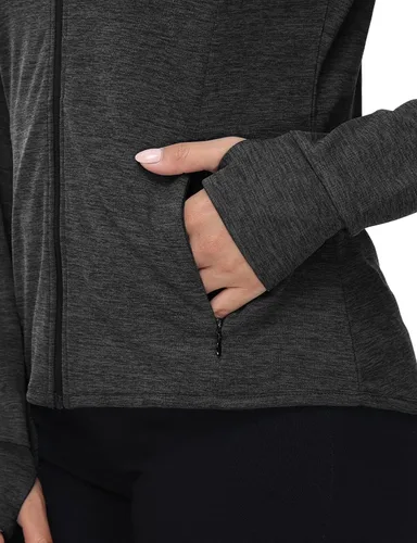 Vista 49 de TBMPOY Chaquetas con capucha y protección solar UPF 50+ para mujer, ligeras, de manga larga, para senderismo, exteriores, con cremallera completa