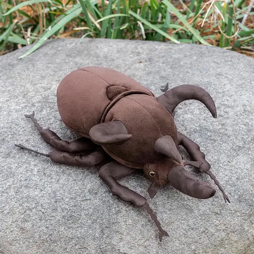 Vista 2 de Simulación Escarabajo Atlas Juguete de Peluche Relleno - 10" Insecto Animal Chalcosoma Atlas Realista, Modelo de Animales Crustáceos Suaves