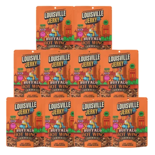 Vista 7 de Louisville Vegan Jerky - Buffalo Hot Wing Carne vegana y vegetariana - Cecina para morder los labios - Snacks veganos altos en proteínas sin gluten
