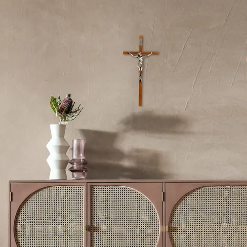 Vista 6 de ACHIBANG Crucifijo de pared católica – Cruz de Jesús de madera de 10 pulgadas con INRI para pared o decoración de Pascua, regalo cristiano