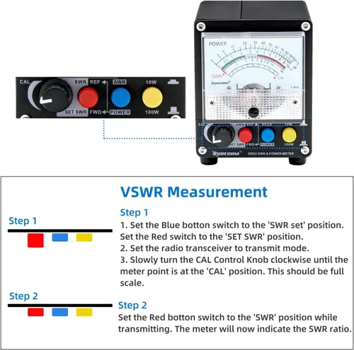 Vista 7 de Mcbazel Surecom SW-32UV 125-525MHz 100Watt SWR & Power Meter Negro medidor de potencia